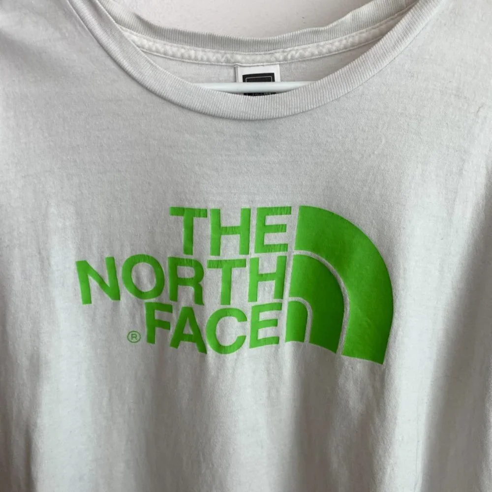 The North Face Green Logo White Short Sleeve Shirt